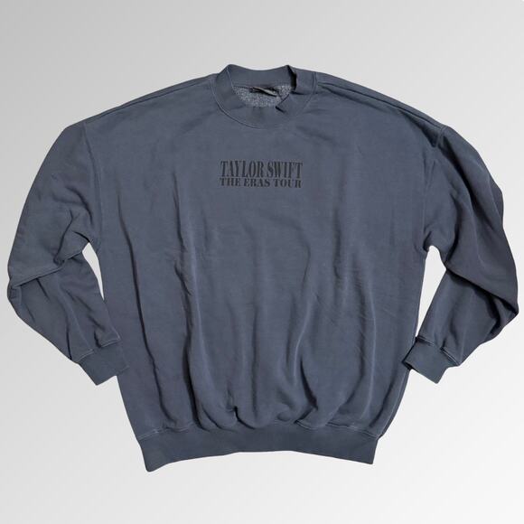 NEW Taylor Swift THE ERAS TOUR Blue Crewneck Sweatshirt SIZE MEDIUM *Flaw* READ! - Picture 2 of 6